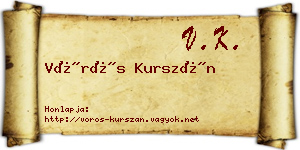 Vörös Kurszán névjegykártya